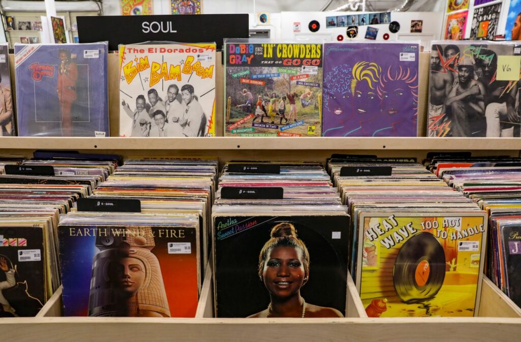 Collection de disques et vinylles illustrant différents styles et répertoires musicaux
